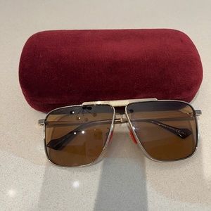 Gucci Gold Aviator Sunglasses